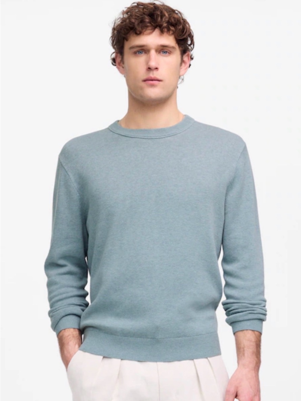 New! Madewell Men's Crewneck Sweater in Lightweight Cotton-Linen Blend read